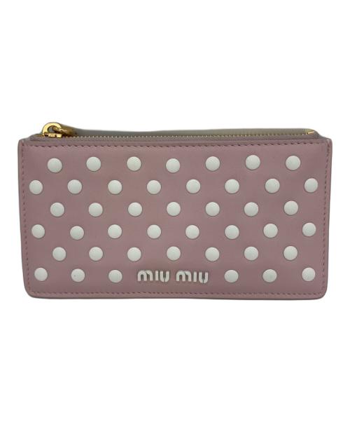 MIU MIU（ミュウミュウ）MIU MIU (ミュウミュウ) カードケース ピンク×ホワイトの古着・服飾アイテム