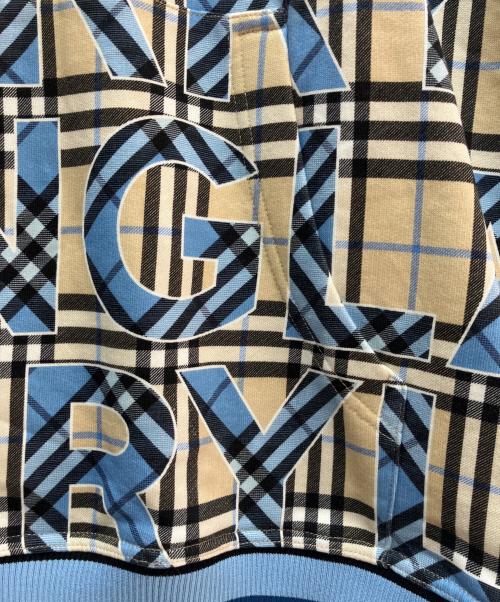 BURBERRY（バーバリー）BURBERRY (バーバリー) ロゴチェックプルオーバーパーカー ブルー×ベージュ サイズ:Ｍの古着・服飾アイテム