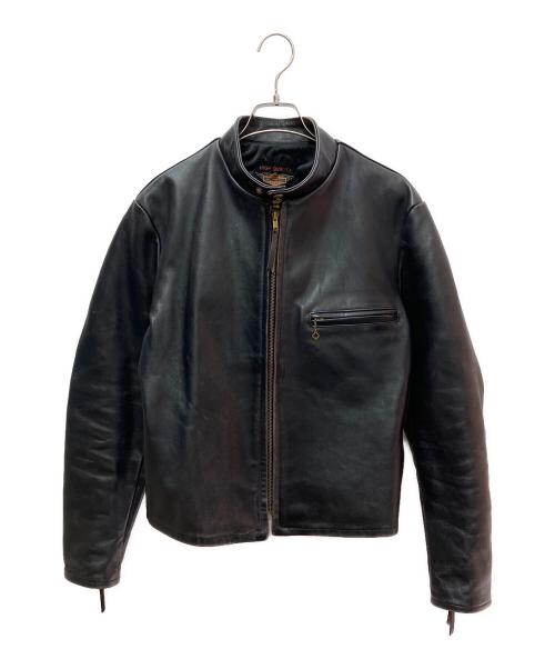 HARLEY-DAVIDSON（ハーレーダビッドソン）HARLEY-DAVIDSON (ハーレーダビッドソン) THE REAL McCOY'S (ザ・リアルマッコイズ) シングルライダースジャケット ブラック サイズ:Ｍの古着・服飾アイテム