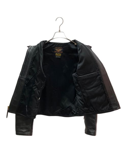 HARLEY-DAVIDSON（ハーレーダビッドソン）HARLEY-DAVIDSON (ハーレーダビッドソン) THE REAL McCOY'S (ザ・リアルマッコイズ) シングルライダースジャケット ブラック サイズ:Ｍの古着・服飾アイテム