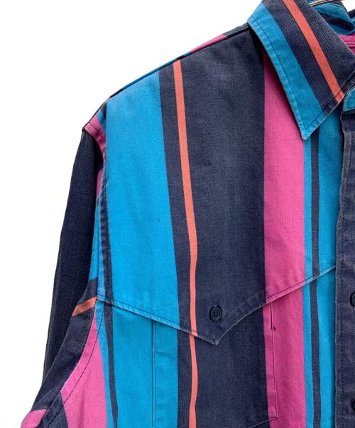 Wrangler（ラングラー）Wrangler (ラングラー) 80’ｓウエスタンシャツ ブルー×パープル×ネイビー サイズ:XLの古着・服飾アイテム