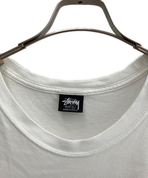 stussy（ステューシー）stussy (ステューシー) プリントTシャツ ホワイト×ピンク サイズ:Lの古着・服飾アイテム