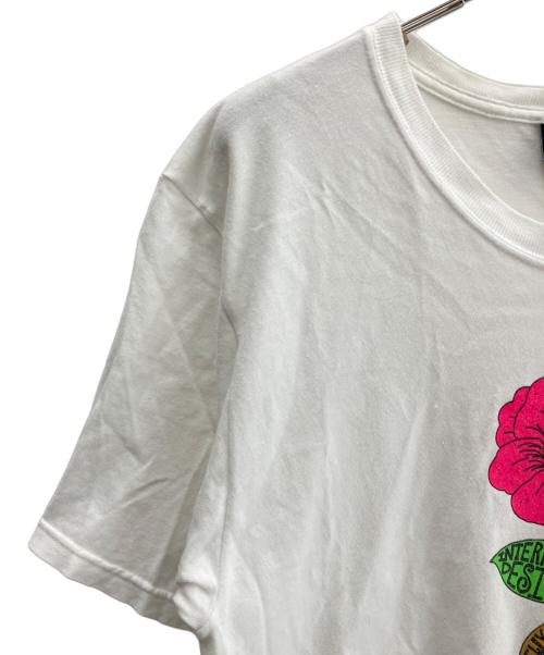 stussy（ステューシー）stussy (ステューシー) プリントTシャツ ホワイト×ピンク サイズ:Lの古着・服飾アイテム