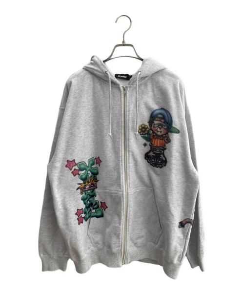 X-LARGE（エクストララージ）X-LARGE (エクストララージ) X-LARGE(エクストララージ)PAINTING ZIP-UPジップパーカー グレー サイズ:Lの古着・服飾アイテム