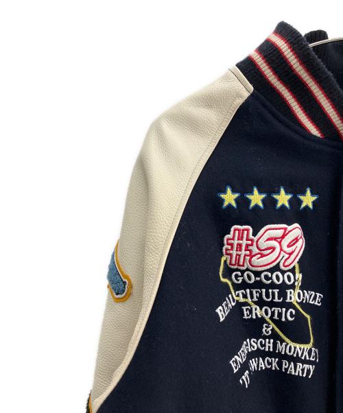 悟空本舗（ゴクウホンポ）悟空本舗 (ゴクウホンポ) スタジャン ホワイト×ネイビー サイズ:Lの古着・服飾アイテム