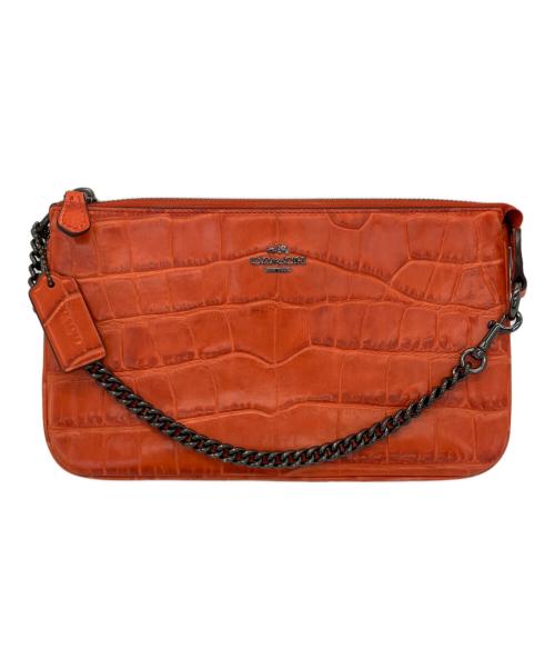 COACH（コーチ）COACH (コーチ) クロコ型チェーンハンドバッグ レッドの古着・服飾アイテム
