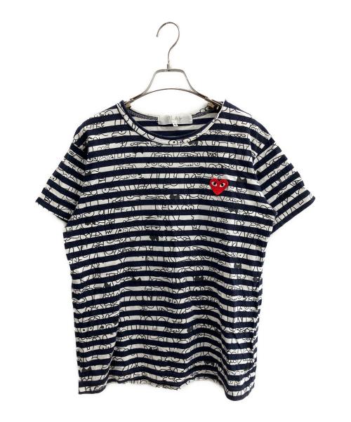 PLAY COMME des GARCONS（プレイコムデギャルソン）PLAY COMME des GARCONS (プレイコムデギャルソン) 半袖カットソー ネイビー×ホワイト サイズ:Ｍの古着・服飾アイテム