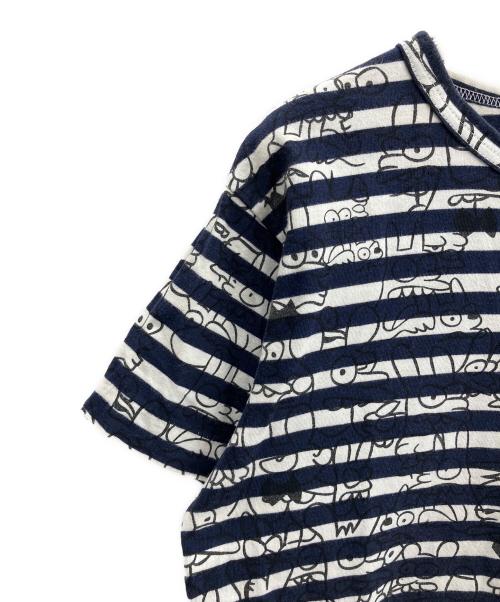 PLAY COMME des GARCONS（プレイコムデギャルソン）PLAY COMME des GARCONS (プレイコムデギャルソン) 半袖カットソー ネイビー×ホワイト サイズ:Ｍの古着・服飾アイテム