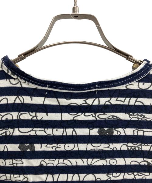 PLAY COMME des GARCONS（プレイコムデギャルソン）PLAY COMME des GARCONS (プレイコムデギャルソン) 半袖カットソー ネイビー×ホワイト サイズ:Ｍの古着・服飾アイテム
