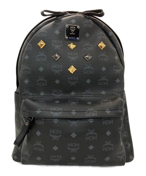 MCM（エムシーエム）MCM (エムシーエム) ロゴスタッズリュック ブラックの古着・服飾アイテム