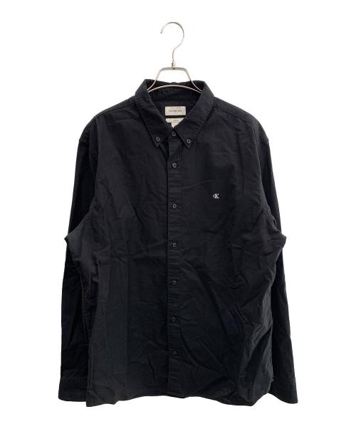 Calvin Klein（カルバンクライン）Calvin Klein (カルバンクライン) ロングスリーブソリッドオックスフォードクラシックシャツ ブラック サイズ:Lの古着・服飾アイテム