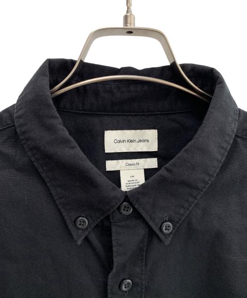 Calvin Klein（カルバンクライン）Calvin Klein (カルバンクライン) ロングスリーブソリッドオックスフォードクラシックシャツ ブラック サイズ:Lの古着・服飾アイテム