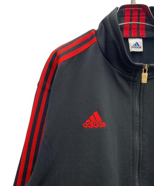 adidas（アディダス）adidas (アディダス) 90’sトラックジャケット ブラック×レッド サイズ:Lの古着・服飾アイテム