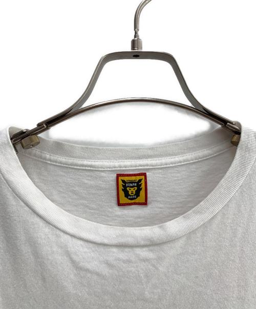 HUMAN MADE（ヒューマンメイド）HUMAN MADE (ヒューマンメイド) 長袖カットソー ホワイト×レッド サイズ:Ｍの古着・服飾アイテム