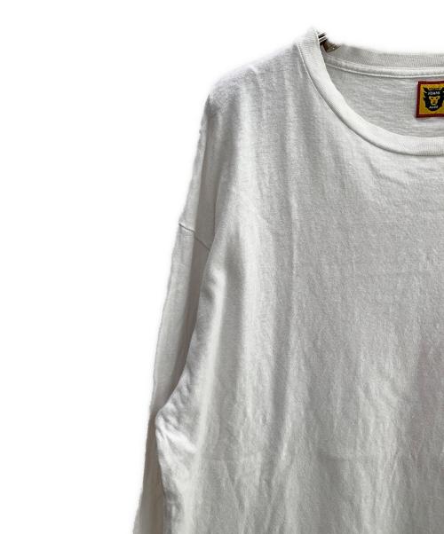 HUMAN MADE（ヒューマンメイド）HUMAN MADE (ヒューマンメイド) 長袖カットソー ホワイト×レッド サイズ:Ｍの古着・服飾アイテム