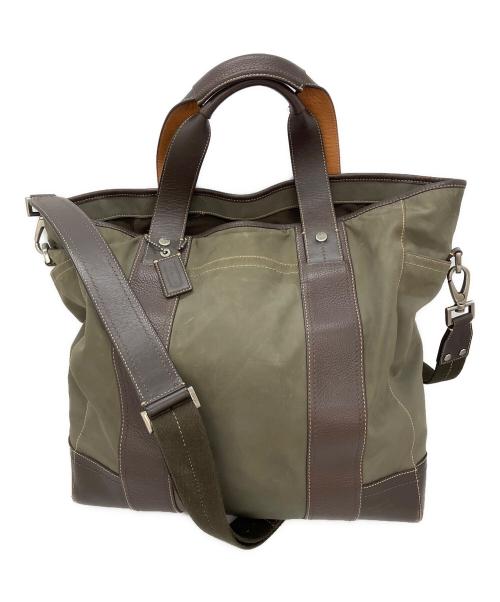 COACH（コーチ）COACH (コーチ) 2WAYバッグ カーキ×ブラウンの古着・服飾アイテム
