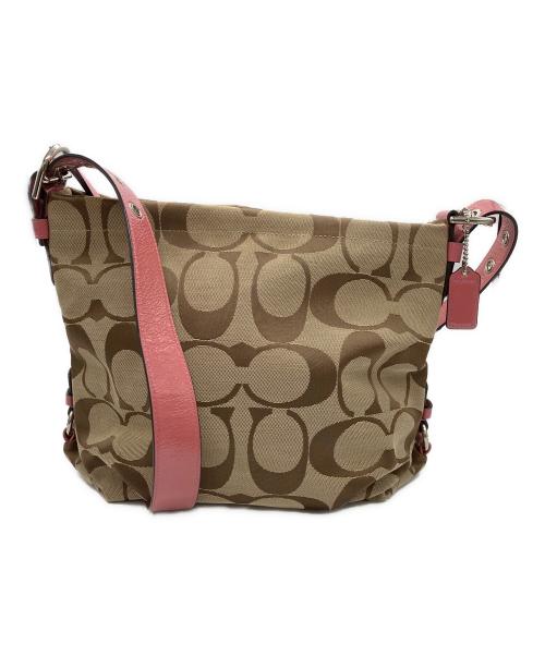 COACH（コーチ）COACH (コーチ) ショルダーバッグ ブラウン×ピンクの古着・服飾アイテム