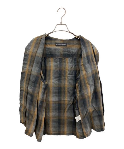 WACKO MARIA（ワコマリア）WACKO MARIA (ワコマリア) OMBRE CHECK OPEN COLLAR SHIRT グレー×ブラウン サイズ:Ｍの古着・服飾アイテム