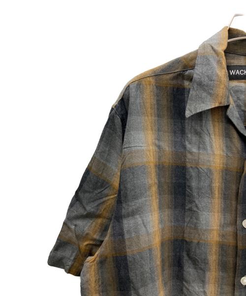 WACKO MARIA（ワコマリア）WACKO MARIA (ワコマリア) OMBRE CHECK OPEN COLLAR SHIRT グレー×ブラウン サイズ:Ｍの古着・服飾アイテム