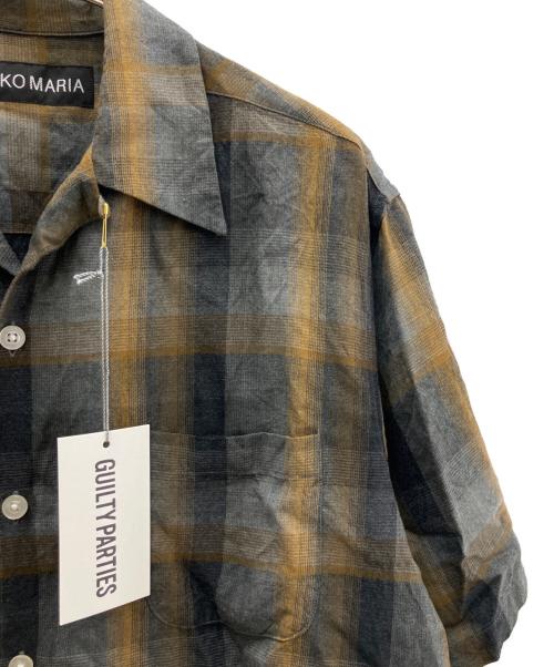 WACKO MARIA（ワコマリア）WACKO MARIA (ワコマリア) OMBRE CHECK OPEN COLLAR SHIRT グレー×ブラウン サイズ:Ｍの古着・服飾アイテム
