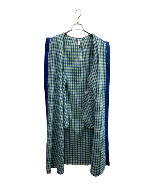 kelen（ケレン）kelen (ケレン) 半袖ワンピース 黄緑×ブルー サイズ:FREEの古着・服飾アイテム