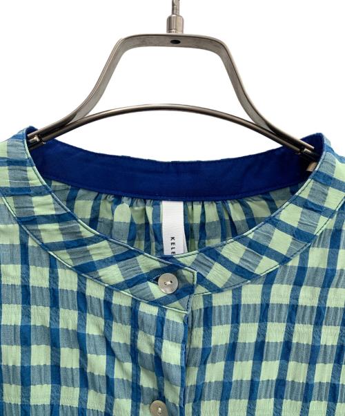 kelen（ケレン）kelen (ケレン) 半袖ワンピース 黄緑×ブルー サイズ:FREEの古着・服飾アイテム