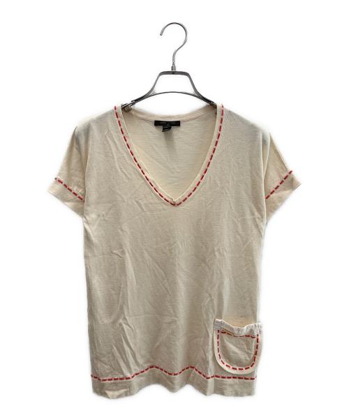 LOUIS VUITTON（ルイ ヴィトン）LOUIS VUITTON (ルイ ヴィトン) 半袖カットソー アイボリー×レッド サイズ:Ｓの古着・服飾アイテム