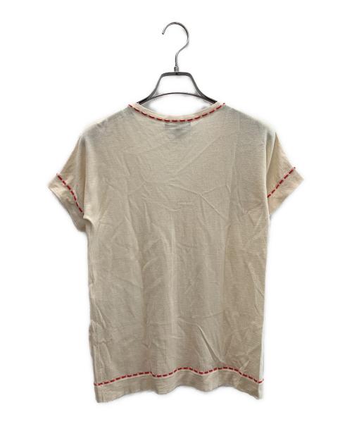 LOUIS VUITTON（ルイ ヴィトン）LOUIS VUITTON (ルイ ヴィトン) 半袖カットソー アイボリー×レッド サイズ:Ｓの古着・服飾アイテム