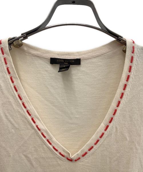 LOUIS VUITTON（ルイ ヴィトン）LOUIS VUITTON (ルイ ヴィトン) 半袖カットソー アイボリー×レッド サイズ:Ｓの古着・服飾アイテム