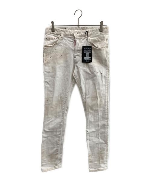DSQUARED2（ディースクエアード）DSQUARED2 (ディースクエアード) ペイント加工デニムパンツ ホワイト サイズ:46 未使用品の古着・服飾アイテム