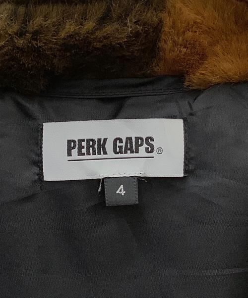 PERK GAPS（パークギャップス）perk gaps (パークギャップス) フェイクファーチェック柄ジャケット ブラウン×ブラック サイズ:XLの古着・服飾アイテム