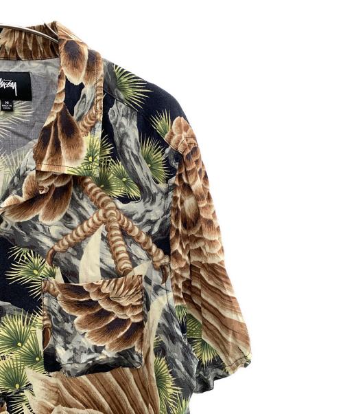 stussy（ステューシー）stussy (ステューシー) アロハシャツ ブラウン×グリーン サイズ:Ｍの古着・服飾アイテム