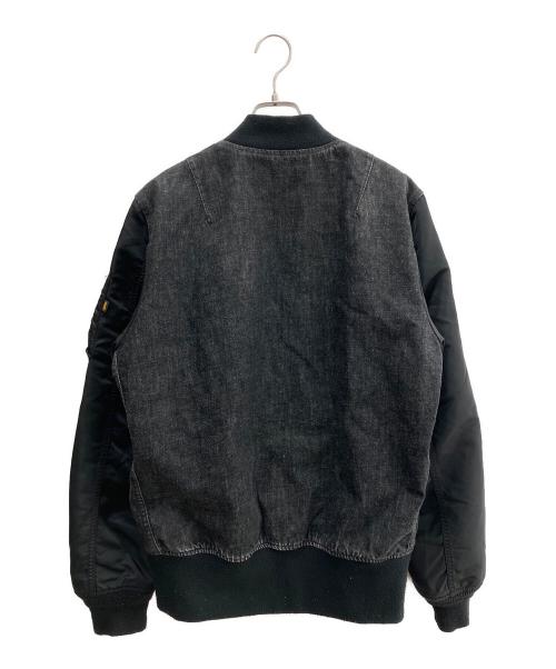 ALPHA（アルファ）ALPHA (アルファ) 切替デニムフライトジャケット ブラック サイズ:Lの古着・服飾アイテム