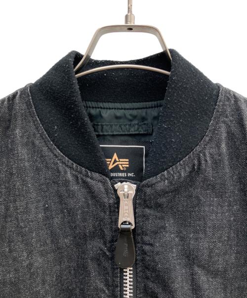 ALPHA（アルファ）ALPHA (アルファ) 切替デニムフライトジャケット ブラック サイズ:Lの古着・服飾アイテム