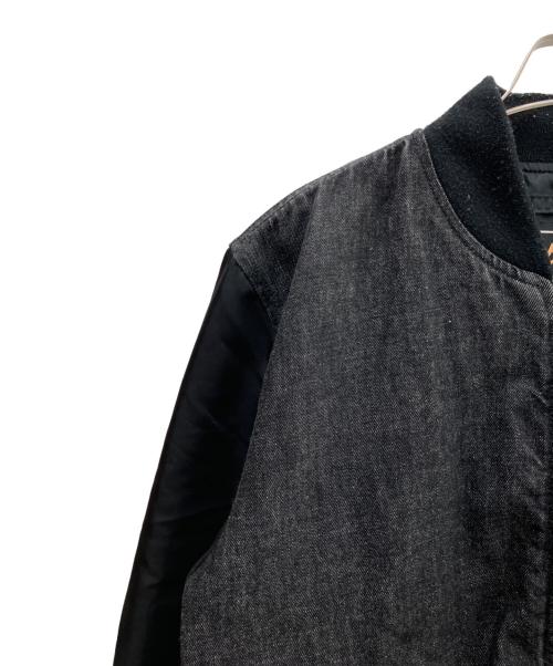 ALPHA（アルファ）ALPHA (アルファ) 切替デニムフライトジャケット ブラック サイズ:Lの古着・服飾アイテム