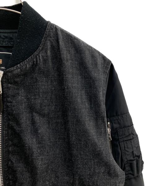 ALPHA（アルファ）ALPHA (アルファ) 切替デニムフライトジャケット ブラック サイズ:Lの古着・服飾アイテム