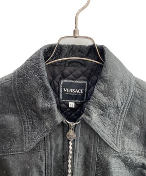 VERSACE（ヴェルサーチェ）VERSACE (ヴェルサーチェ) レザージャケット ブラック サイズ:Ｍの古着・服飾アイテム
