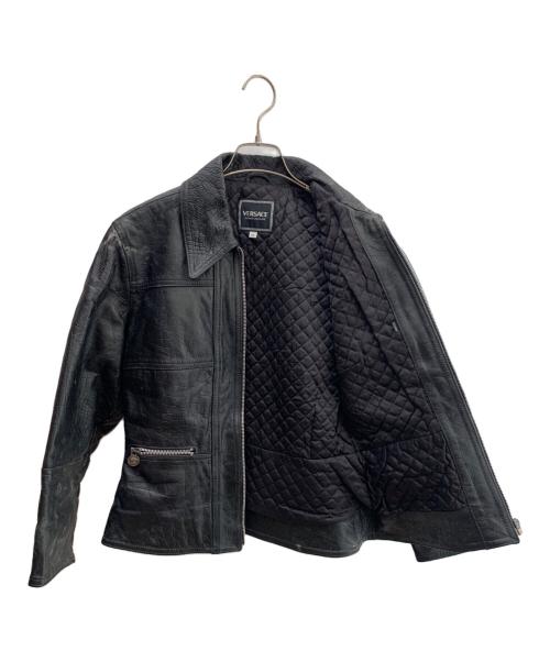 VERSACE（ヴェルサーチェ）VERSACE (ヴェルサーチェ) レザージャケット ブラック サイズ:Ｍの古着・服飾アイテム