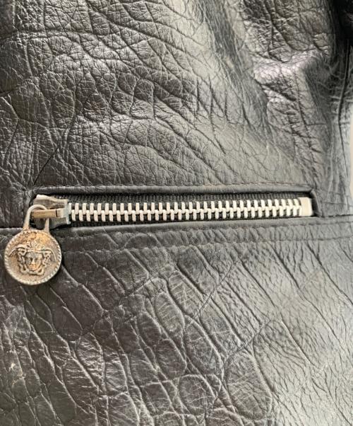 VERSACE（ヴェルサーチェ）VERSACE (ヴェルサーチェ) レザージャケット ブラック サイズ:Ｍの古着・服飾アイテム