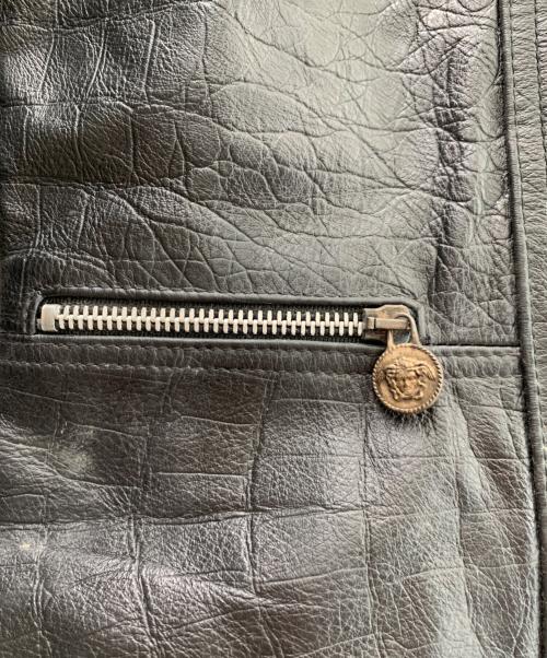 VERSACE（ヴェルサーチェ）VERSACE (ヴェルサーチェ) レザージャケット ブラック サイズ:Ｍの古着・服飾アイテム