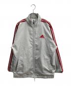 adidasアディダス）の古着「ジップパーカー」｜グレー×レッド