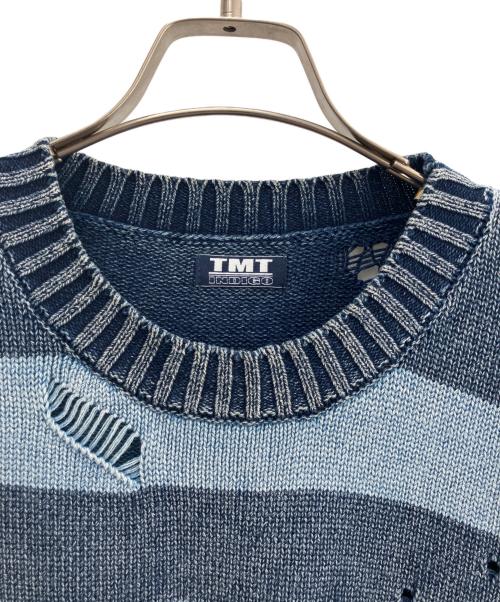 TMT（ティーエムティー）TMT (ティーエムティー) 	INDIGO BULLET HOLE BORDER KNIT PULLOVER ネイビー サイズ:Lの古着・服飾アイテム
