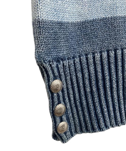 TMT（ティーエムティー）TMT (ティーエムティー) 	INDIGO BULLET HOLE BORDER KNIT PULLOVER ネイビー サイズ:Lの古着・服飾アイテム