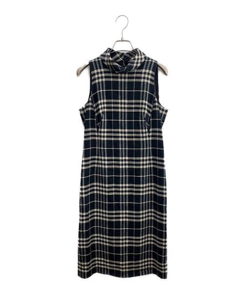 BURBERRY LONDON（バーバリーロンドン）BURBERRY LONDON (バーバリーロンドン) ノースリーブワンピース ホワイト×ブラック サイズ:Lの古着・服飾アイテム