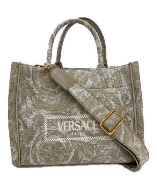 VERSACE（ヴェルサーチェ）VERSACE (ヴェルサーチェ) ショルダートートバッグ グレー×ベージュの古着・服飾アイテム