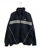 adidasアディダス）の古着「ナイロンジャケットback logo Flames」｜ブラック