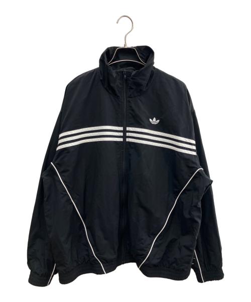 adidas（アディダス）adidas (アディダス) ナイロンジャケットback logo Flames ブラック サイズ:2XLの古着・服飾アイテム