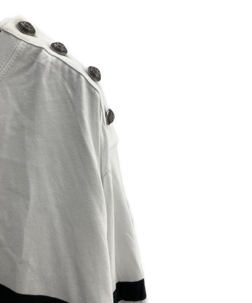 BALMAIN（バルマン）BALMAIN (バルマン) ボーダーロゴラインスウェット ホワイト×ブルー×ブラック サイズ:XXXLの古着・服飾アイテム