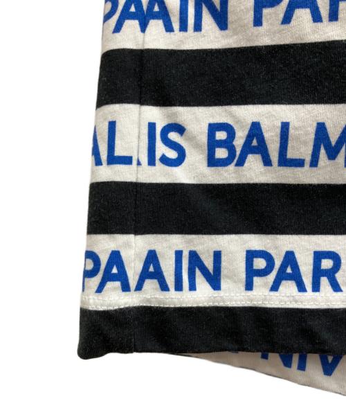 BALMAIN（バルマン）BALMAIN (バルマン) ボーダーロゴラインスウェット ホワイト×ブルー×ブラック サイズ:XXXLの古着・服飾アイテム