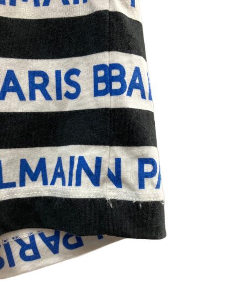 BALMAIN（バルマン）BALMAIN (バルマン) ボーダーロゴラインスウェット ホワイト×ブルー×ブラック サイズ:XXXLの古着・服飾アイテム